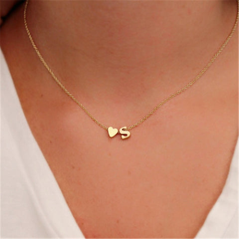 Personalized Small Dainty Heart Initial Necklace