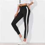 White Side Striped Ankle Skinny Jeans