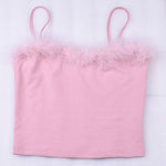 Women's Pink Feather Patch Crop Top