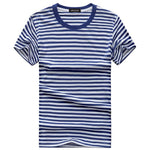 Blue and White Striped Mens T-shirt