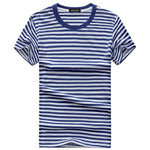 Blue and White Striped Mens T-shirt