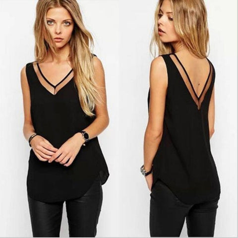 Black or White Casual V Neck Top Blouse