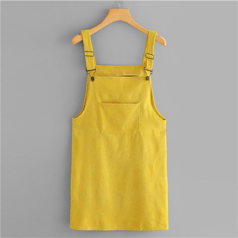 Women's Corduroy Yellow Overalls