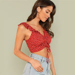 Women's Polka Dot Laced Up Top